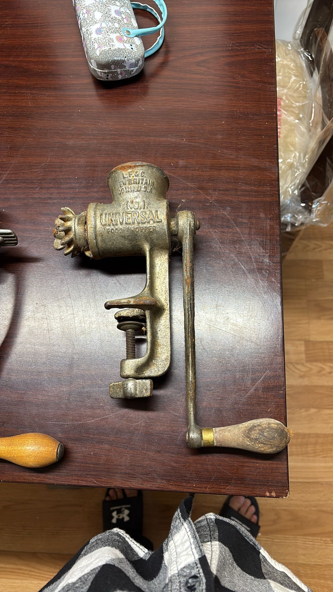 Antique 1899 No. 1 Universal Food Chopper Belgium Cast Iron Meat Bread Nuts