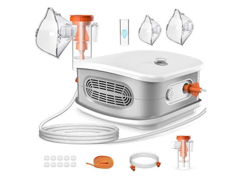 Portable Nebulizer, Nebulizer for Adults and Children, Compressor Nebulizer with 2 Masks and Mouthpiece, Low Noise Nebulizer for Breathing Comfort, De