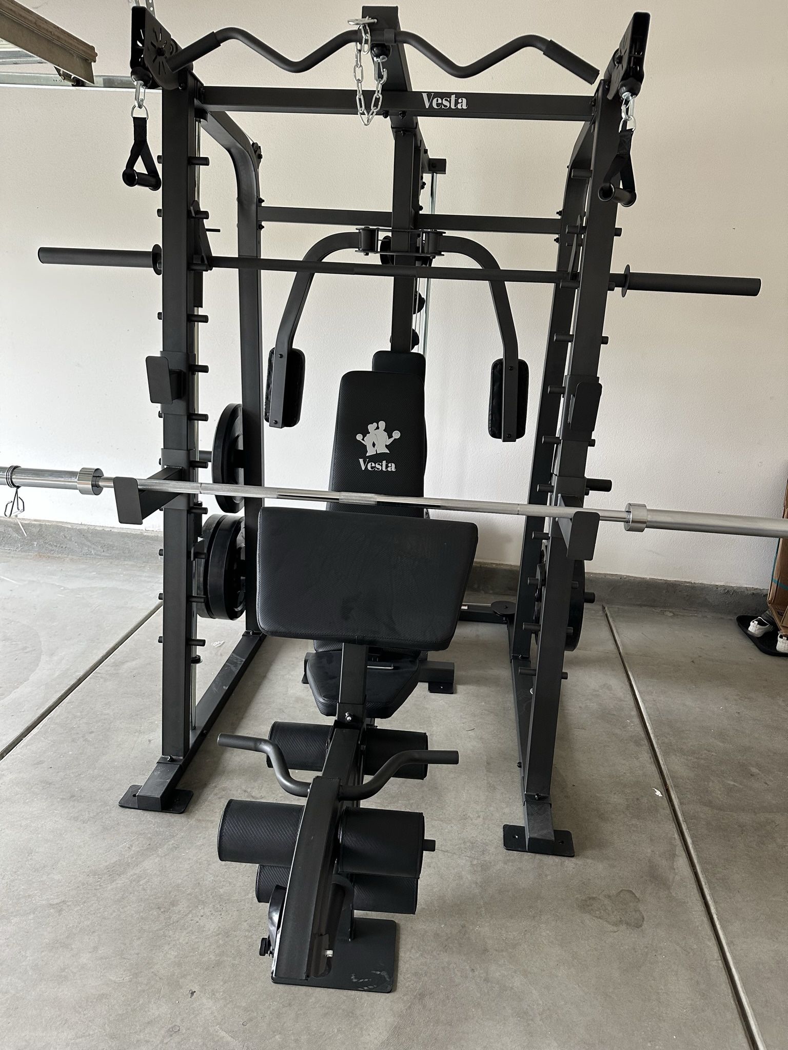Vesta Fitness Smith Machine 2001 w/Bench Attachment 230lb Bumpers Weights 7ft Olympic Bar Fitness Gym Equipment FREE DELIVERY 🚚