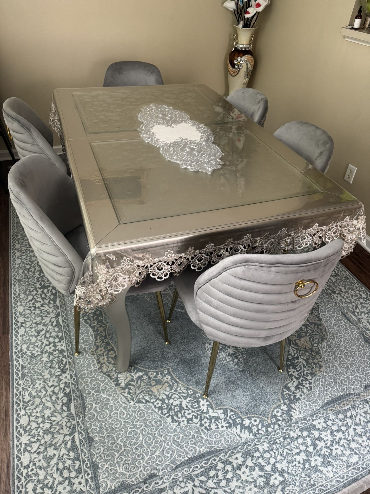 Grey Dining Chair And Table Set