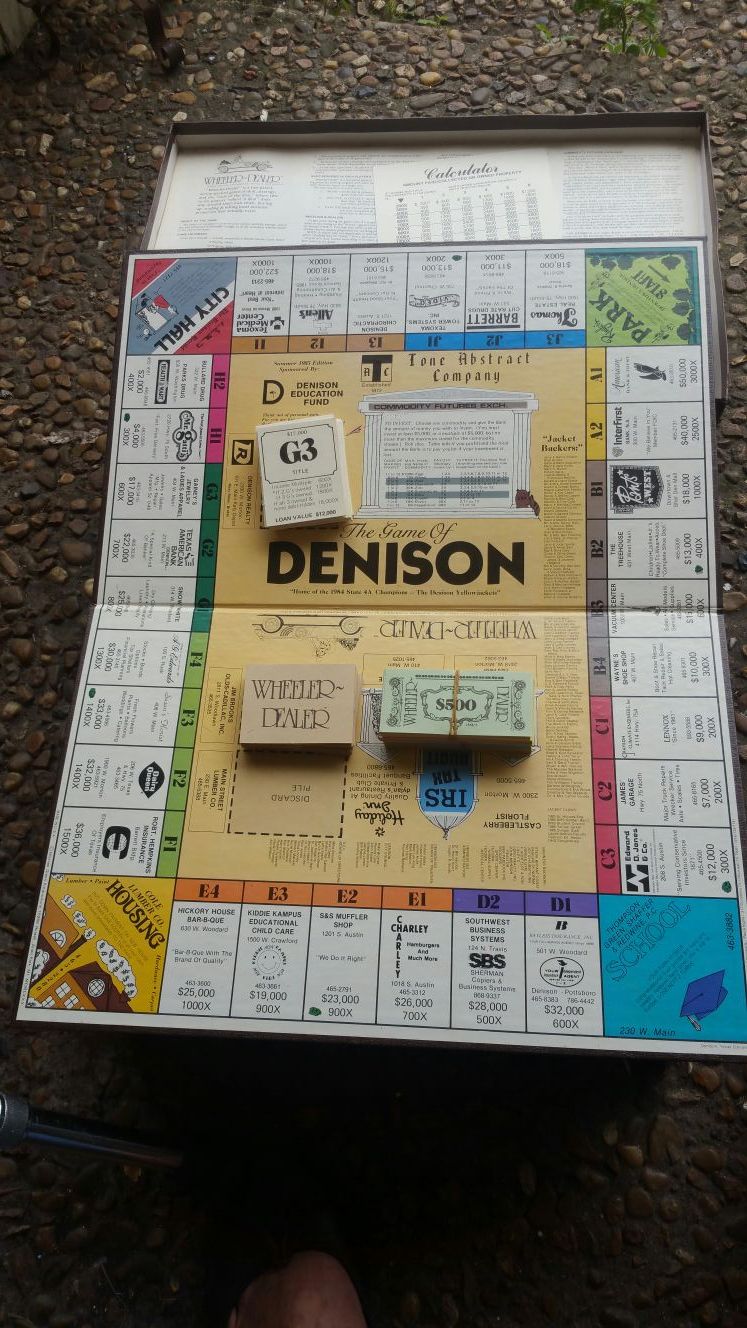 DENISON TEXAS MONOPOLY GAME