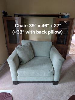 Chair: 39” x 46” x 27” (~33” with back pillow)