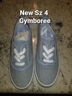 New Size 4 girls Gymboree slip-on casual tennis shoes blue white nwt