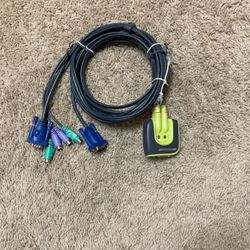 IOGear GCS62 2-Port (2x6' build-in Cables) MiniView PS/2 KVM Switch 