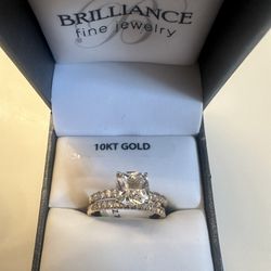 10k gold bridal wedding engagement ring set