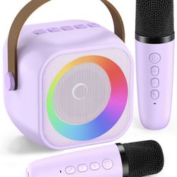 Karaoke Machine, Portable Bluetooth Speaker with Wireless Microphone,Purple -NWT