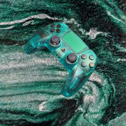 Clear Emerald PS5 Controller W/4 Clear Purple Back Buttons