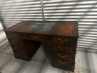 Antique-Style Mahogany Pedestal Desk