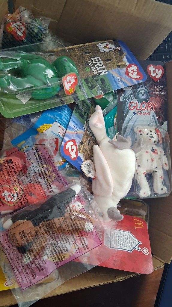 Box full of ty stuffed animals