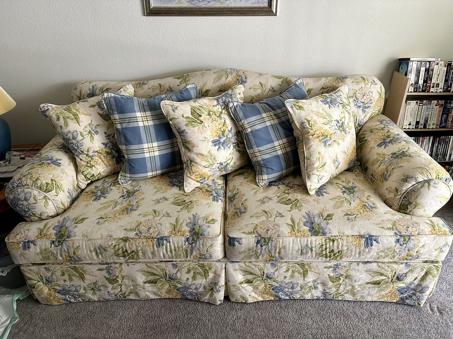 Bright Yellow Floral Couch $40