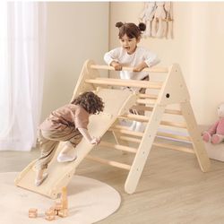 3 in 1 Pikler Triangle Set Climbing Toys: Wooden Pikler Montessori Climber