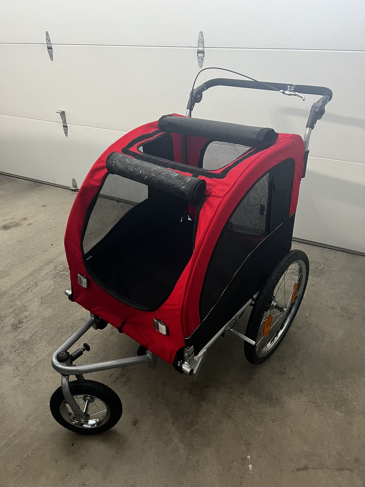 2-in-1 Dog Bike Trailer, Pet Stroller Bicycle Carrier
