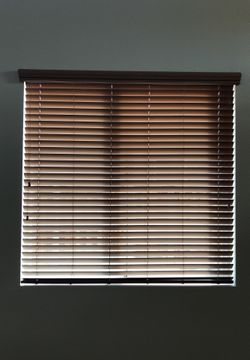 2” brown faux wood blinds