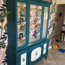 Custom Painted China Cabinet And Display case 