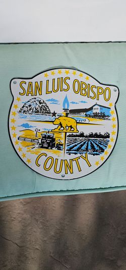 New Old Stock San Luis Obispo Porcelain Door Sign Excellent Condition