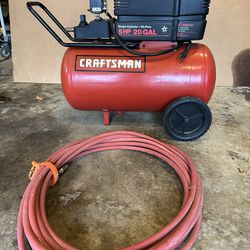 Craftsman 5 Hp 20 Gal. Compressor With 2  Hoses 25 Feet Long 