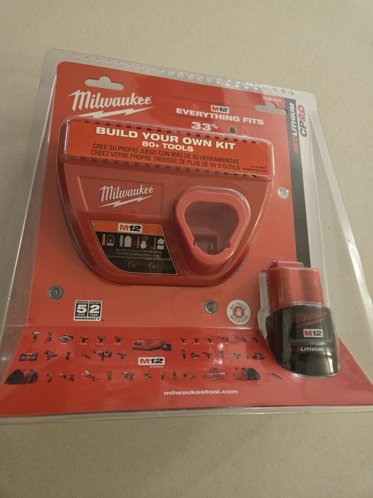 Milwaukee 2.0 M12 Battery And Charger Bundle