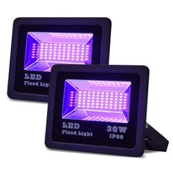 Lanfu 30W LED UV Black Light Floodlights IP66 Waterproof Outdoor 2-Pack