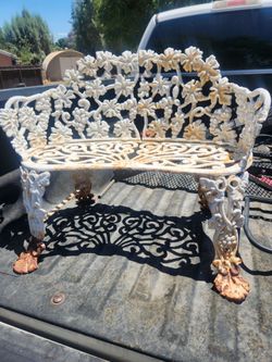 Victorian cast iron loveseat garden bench grapevine