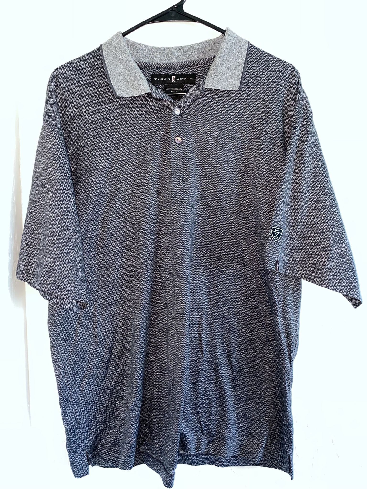 Tiger Woods Nike Shirt Men’s Large darkGray Golf Polo Dri fit tee