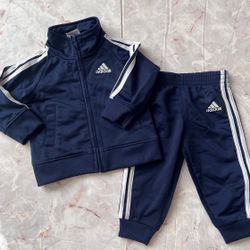 Adidas Baby Boy Navy Blue Tracksuit Sporty Outfit Set Size 9 Months 