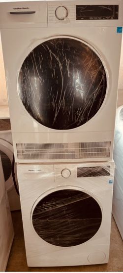  Hamilton Beach HBFW3205 Lavadora de tamaño completo, panel de pantalla digital LED, 5 ciclos de lavado, diseño de carga frontal, 2.2 pies cúbicos, 24