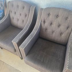 Tufted Accent Chairs with Nailhead Trim – Set of 2