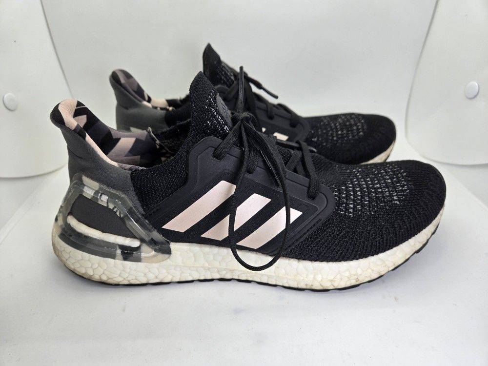 Adidas UltraBoost 19 Shoes Women's 8.5 Black Pink Camo Running Athletic Sneakers