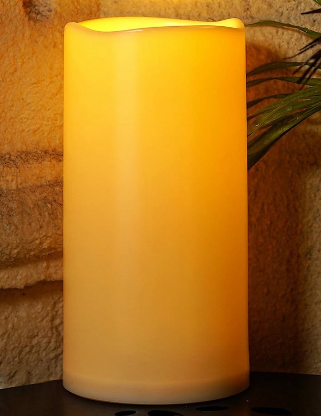 Homemory 6" x 12" Extra Large Outdoor Waterproof Candle with Auto 6-Hour Timer, Ivory Plastic Made, Long Last for Half A Year