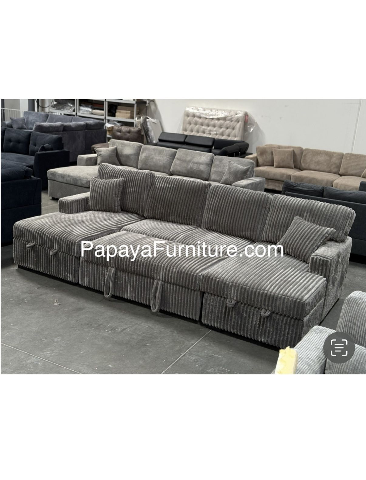 New deal! 120” Ultra Large Sectional Sofa Bed, Double Chaise Sectional, Super Comfort Corduroy Couch, Sectional, Sofa, Couch, U-Shaped Couch,Sectional
