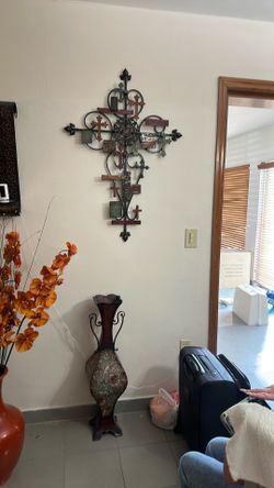 Wall clock ,Candle holders, wall decorative cross, floor vase