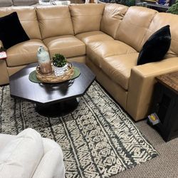 AP🎊$49 Down Payment For Financing👉 Almost Caramel Leather L Shaped Sectional Couch 