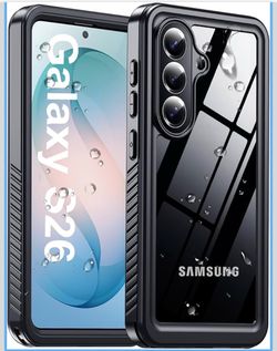 Galaxy S26 Case Waterproof, Military Shockproof Full Body Cover with Built-in Screen & Lens Protector, IP68 Underwater Protection for S26 6.3" Black