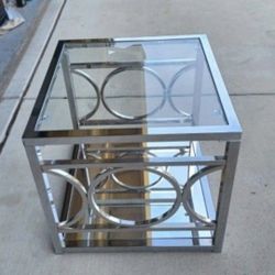 SILVER GLASS END TABLE 