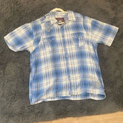 S Q blue button up 