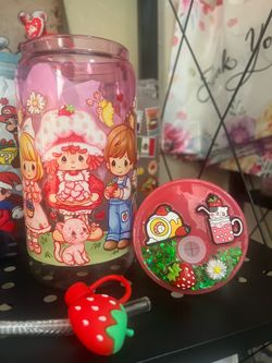 16oz Strawberry Shortcake glass cup
