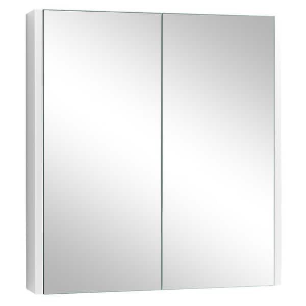 2-Tier Wall-Mounted Storage Cabinet with Double Mirror Doors -