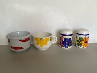 Hand-Painted Ceramic Kitchenware Set of 4