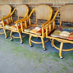 Vintage Wood And Cane Chairs