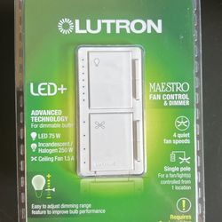 Lutron Maestro 1.5Amp 4-Speed Wired Fan Control and Light Dimmer Switch- White💡