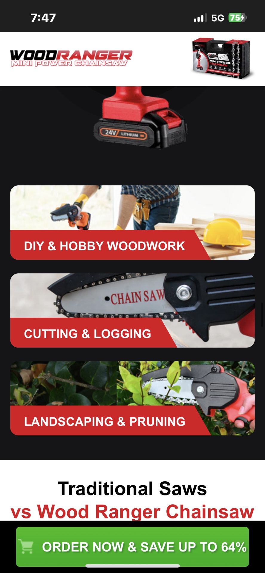 Wood Ranger Mini Power Chainsaw