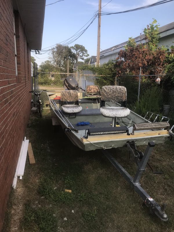 14 foot double wide john boat w/ a 2008 15hp yamaha 4 stroke engine