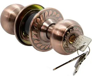 4 Keyed Door Lock Sets with 2 Sets of Keys and 2 Latches Each in Antique Copper Color