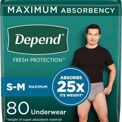 Depends Adult Diapers, 50 Qty, Size S/M