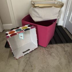 Three Assorted Large Fabric Containers $10 for all 3  (see description below)