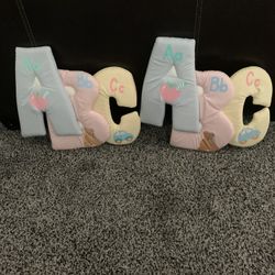 2 Nursery Decor Cloth Wall Hangings 