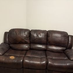 Brown Leather Couch 