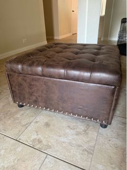 Brown Leather Ottoman