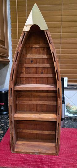 Wooden Boat Wall Shelf Nautical Decor