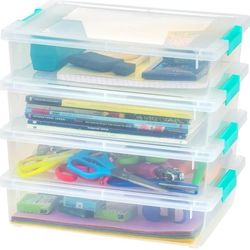 IRIS USA 6 Qt. Plastic Storage Bins Containers with Lids, 4 Pack, Sensory Bin, Craft Storage, Craft Organizers and Storage, Organizing Container for H